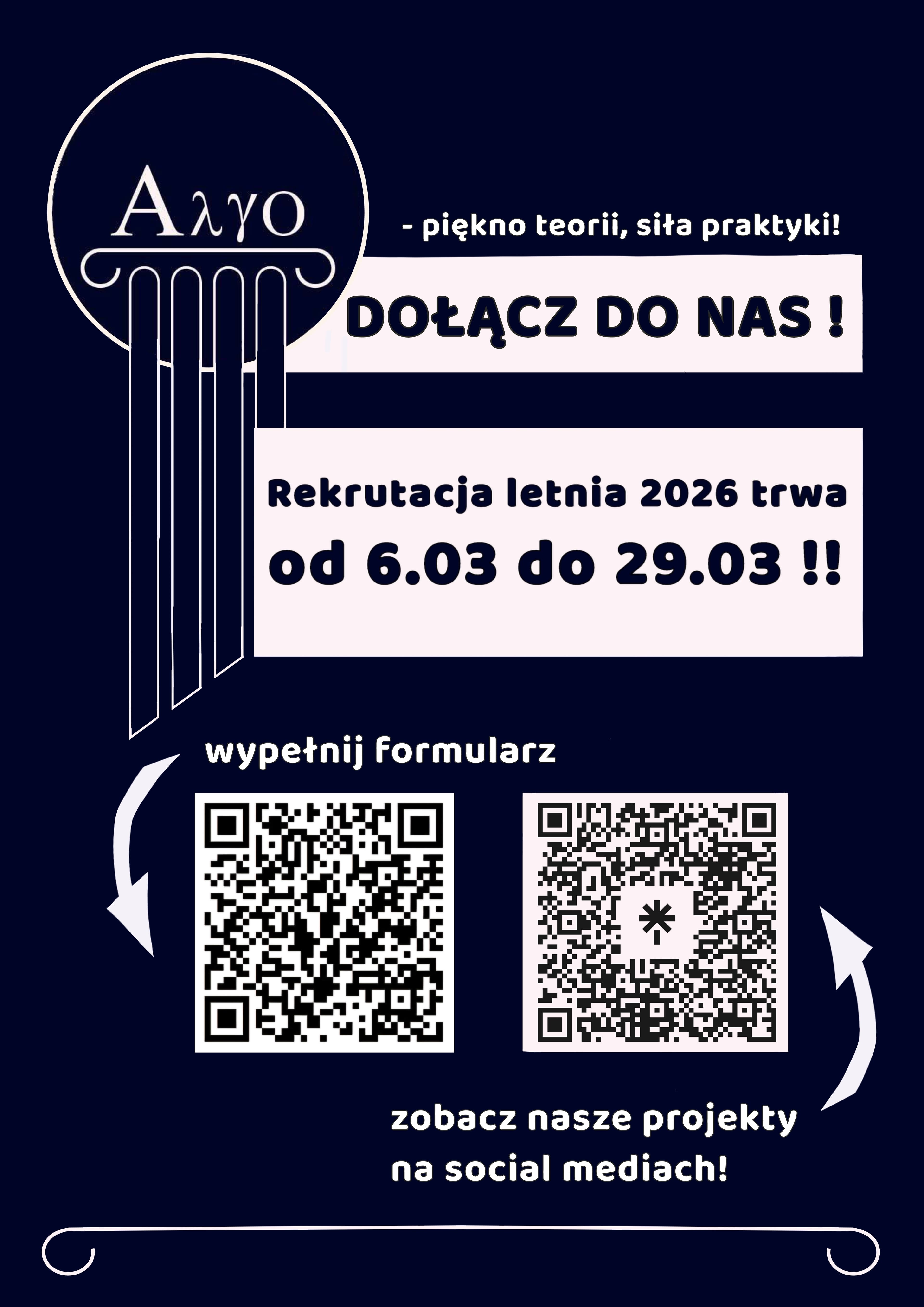 Koło Naukowe Algo zaprasza na Rekrutację Letnią 2025/26